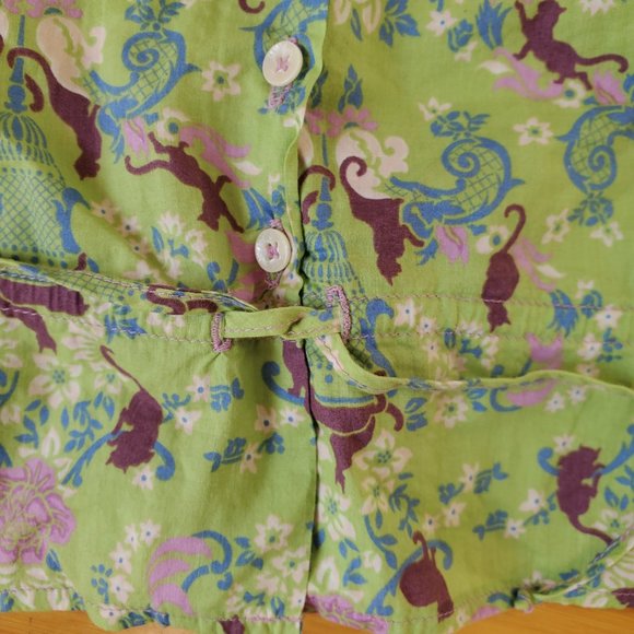 Princess Tam Tam Green Cats Lace Cotton Camisole XS/SMALL France - Picture 3 of 3